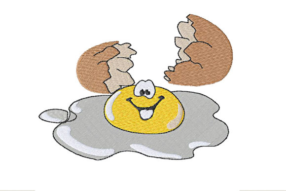 3D Fried Egg: A Playful, Rustic Embroidery Design for Small Business Merch