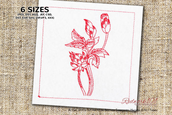 Lotus Flower: Elegant Redwork for Craft Fair Standouts
