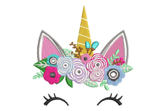 Unicorn with Flowers Embroidery Design
